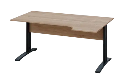 ERK 18 - 164 stůl kancelářský, rohový, pravý, kovová podnož černá, deska 18 mm, široký 1600 mm, dub bardolino